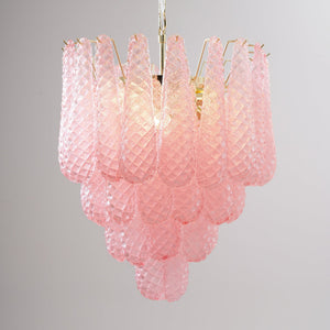 Pink Glass Droplet Chandelier
