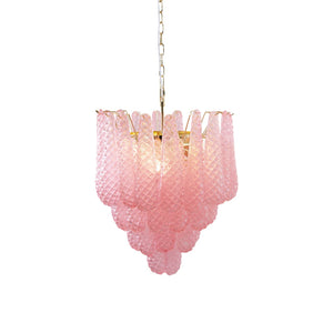 Pink Glass Droplet Chandelier