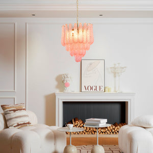 Pink Glass Droplet Chandelier