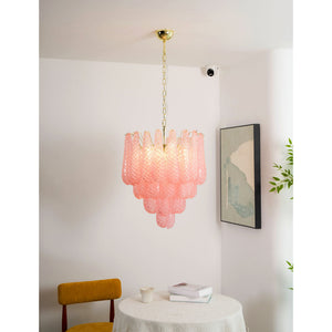 Pink Glass Droplet Chandelier