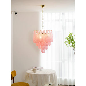 Pink Glass Droplet Chandelier