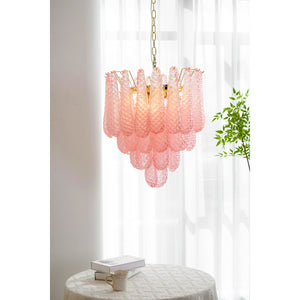 Pink Glass Droplet Chandelier
