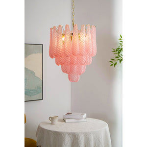 Pink Glass Droplet Chandelier
