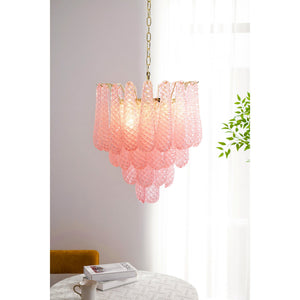 Pink Glass Droplet Chandelier