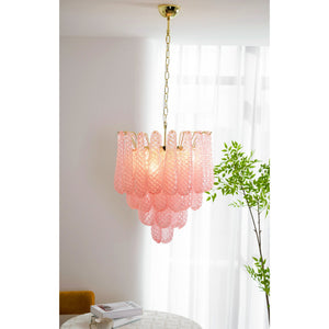 Pink Glass Droplet Chandelier