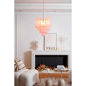 Pink Glass Droplet Chandelier