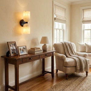 Dual Alabaster Ribbed Wall Sconce