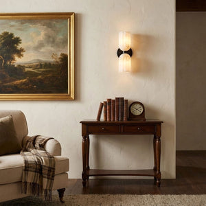 Dual Alabaster Ribbed Wall Sconce