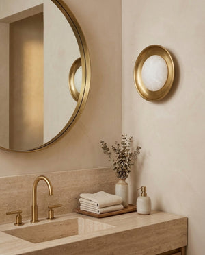 Dura Round Alabaster Wall Sconce