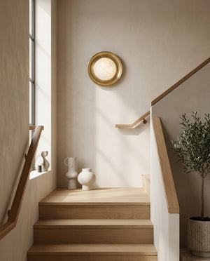 Dura Round Alabaster Wall Sconce