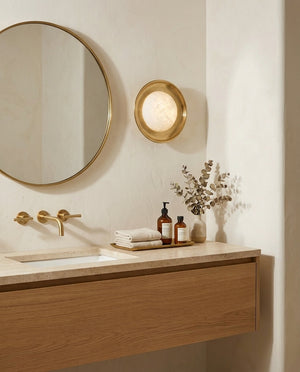 Dura Round Alabaster Wall Sconce