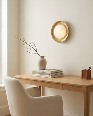 Dura Round Alabaster Wall Sconce