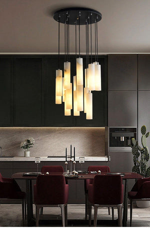 Elongated Alabaster Cluster Pendant Lamp