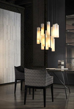 Elongated Alabaster Cluster Pendant Lamp