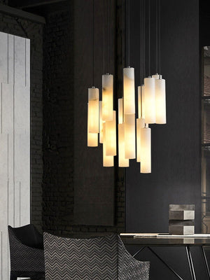 Elongated Alabaster Cluster Pendant Lamp