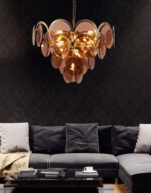 Velora Amber Disc Chandelier