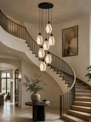 Faceted Alabaster Cluster Chandelier