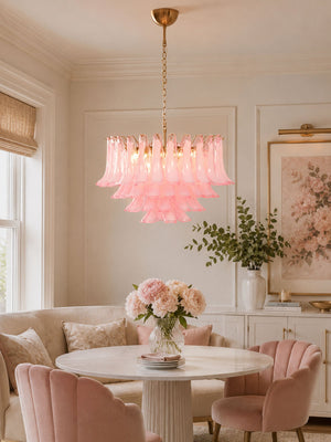 Fiora Pink Glass Chandelier