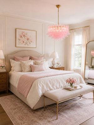 Fiora Pink Glass Chandelier