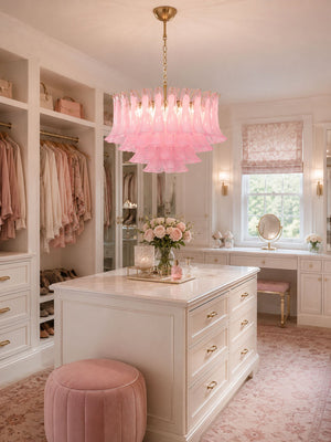 Fiora Pink Glass Chandelier
