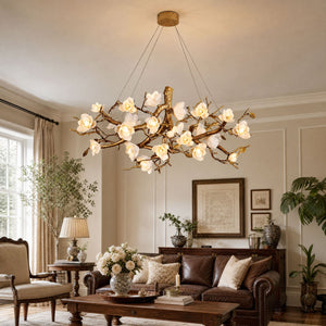 Flower Bloom Branch Brass Chandelier