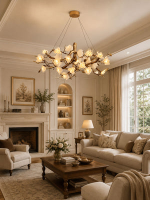 Flower Bloom Branch Brass Chandelier