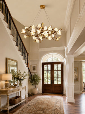 Flower Bloom Branch Brass Chandelier
