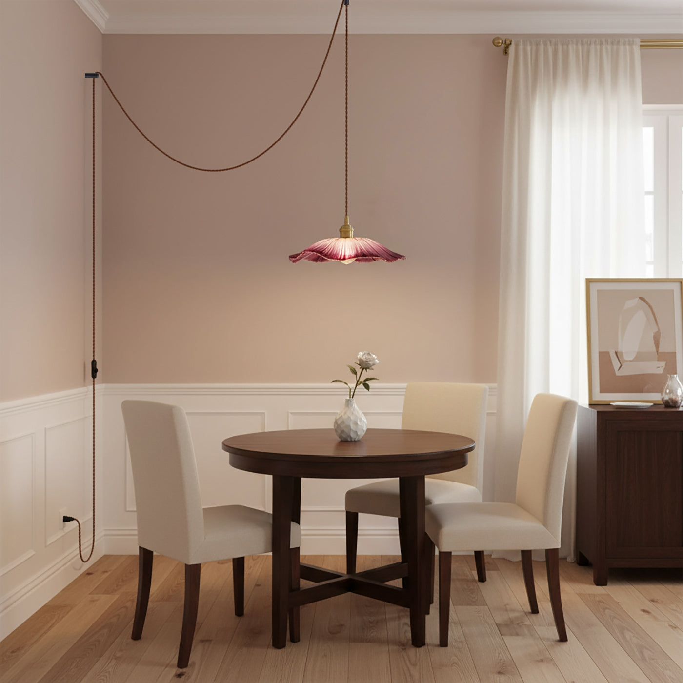 Flower Glass Plug In Pendant Lamp