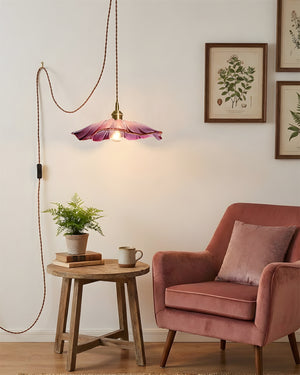 Flower Glass Plug In Pendant Lamp