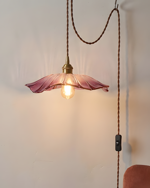 Flower Glass Plug In Pendant Lamp