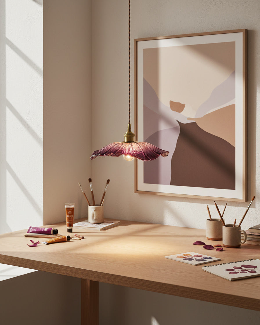 Flower Glass Plug In Pendant Lamp