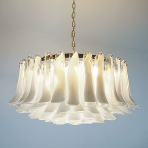 Petals White Glass Chandelier