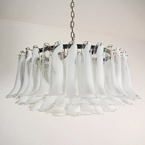 Petals White Glass Chandelier