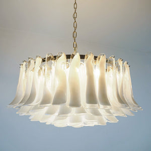 Petals White Glass Chandelier