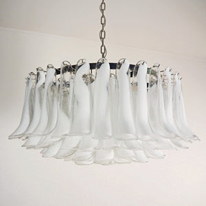 Petals White Glass Chandelier