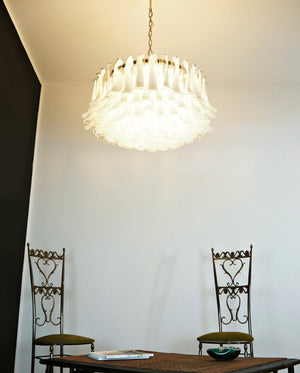 Petals White Glass Chandelier