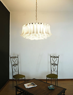 Petals White Glass Chandelier