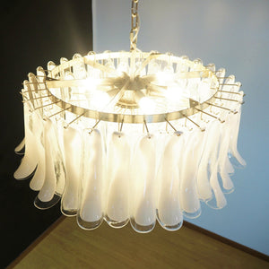 Petals White Glass Chandelier