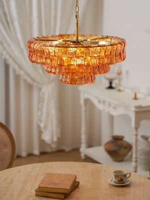 Ghiaccio Layered Glass Chandelier