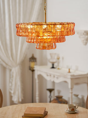 Ghiaccio Layered Glass Chandelier