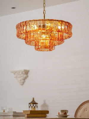 Ghiaccio Layered Glass Chandelier