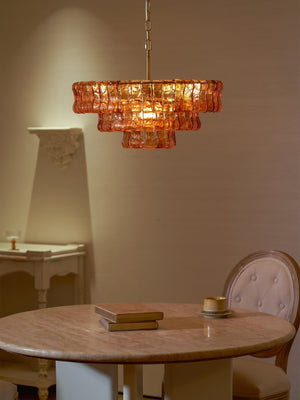 Ghiaccio Layered Glass Chandelier