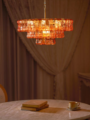 Ghiaccio Layered Glass Chandelier