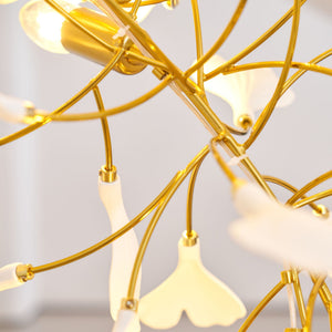Gold White Leaves Combination Gingko Chandeliers