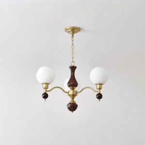 Globe Orb Wood Chandelier