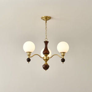 Globe Orb Wood Chandelier