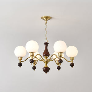 Globe Orb Wood Chandelier