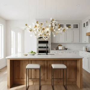 Gold White Leaves Combination Gingko Chandeliers