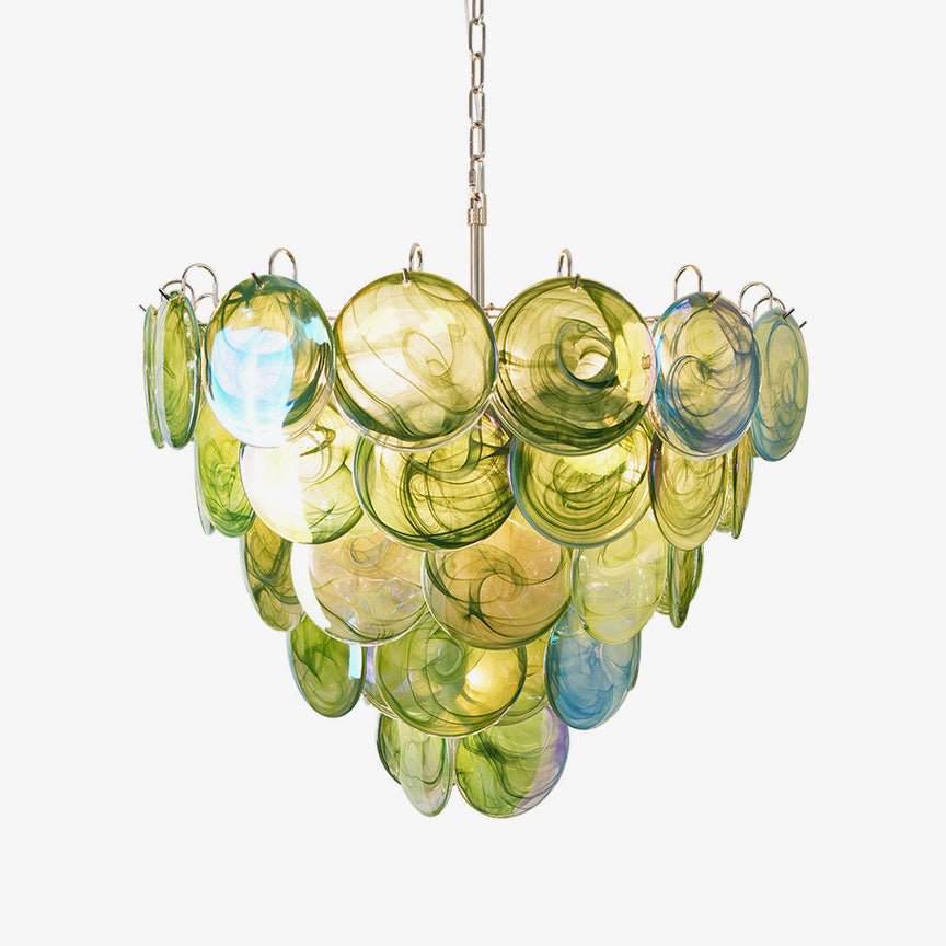 Green Glass Disc Chandelier