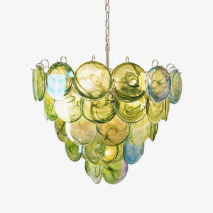 Green Glass Disc Chandelier